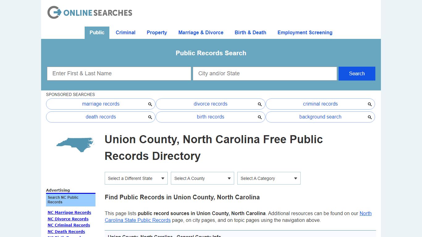 Union County, North Carolina Public Records Directory
