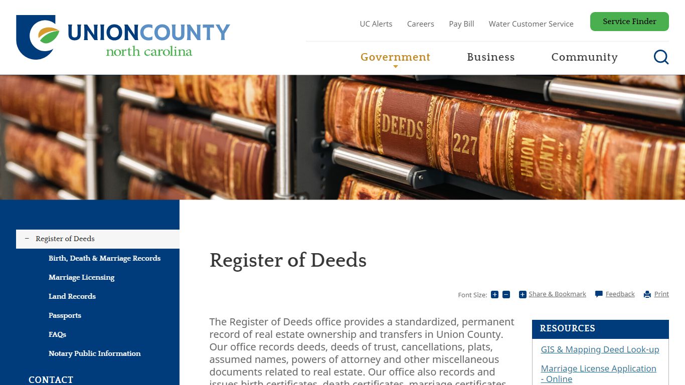 Register of Deeds - Union County, NC