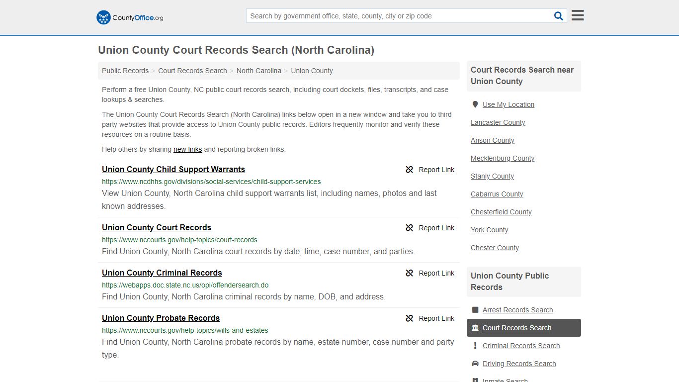 Court Records Search - Union County, NC (Adoptions ...